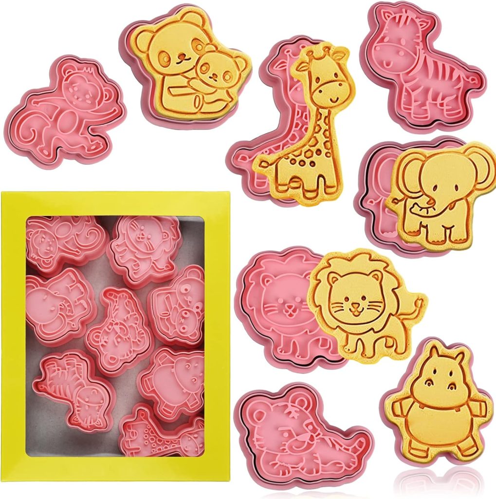 assorted animal shaped pink cookie cutters for making animal crackers